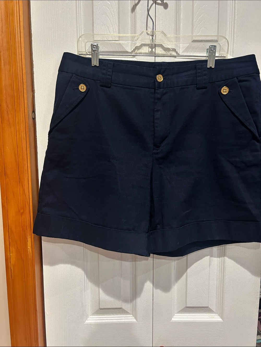 Lauren Women's Navy Casual Folded-Hem Shorts